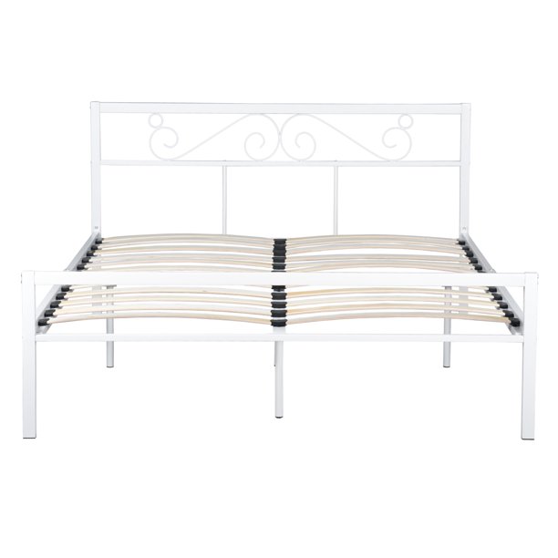 Sturdy Iron Platform Bed Frame with Headboard and Footboard, Bed Frame