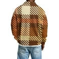 thumbnail image 3 of QHRMKOG Mens Sweatshirt Retro Button Plaid Shirt Pullover Relaxed Fit Trendy Stand Up Collar Sweatshirts Autumn Warm Long Sleeve Top Brown S, 3 of 3