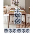 thumbnail image 3 of Navy Blue Coastal Table Runner 72 Inches, Nautical Summer Rudder Vintage Bed Runner Dresser Scarves Tabletop for Indoor Outdoor Parties/Ceremony/Banquet, 18" x 72", 3 of 8