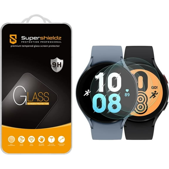 [3-Pack] Supershieldz for Samsung Galaxy Watch 5 (44mm) / Galaxy Watch 4 (44mm) Tempered Glass Screen Protector, Anti-Scratch, Anti-Fingerprint, Bubble Free