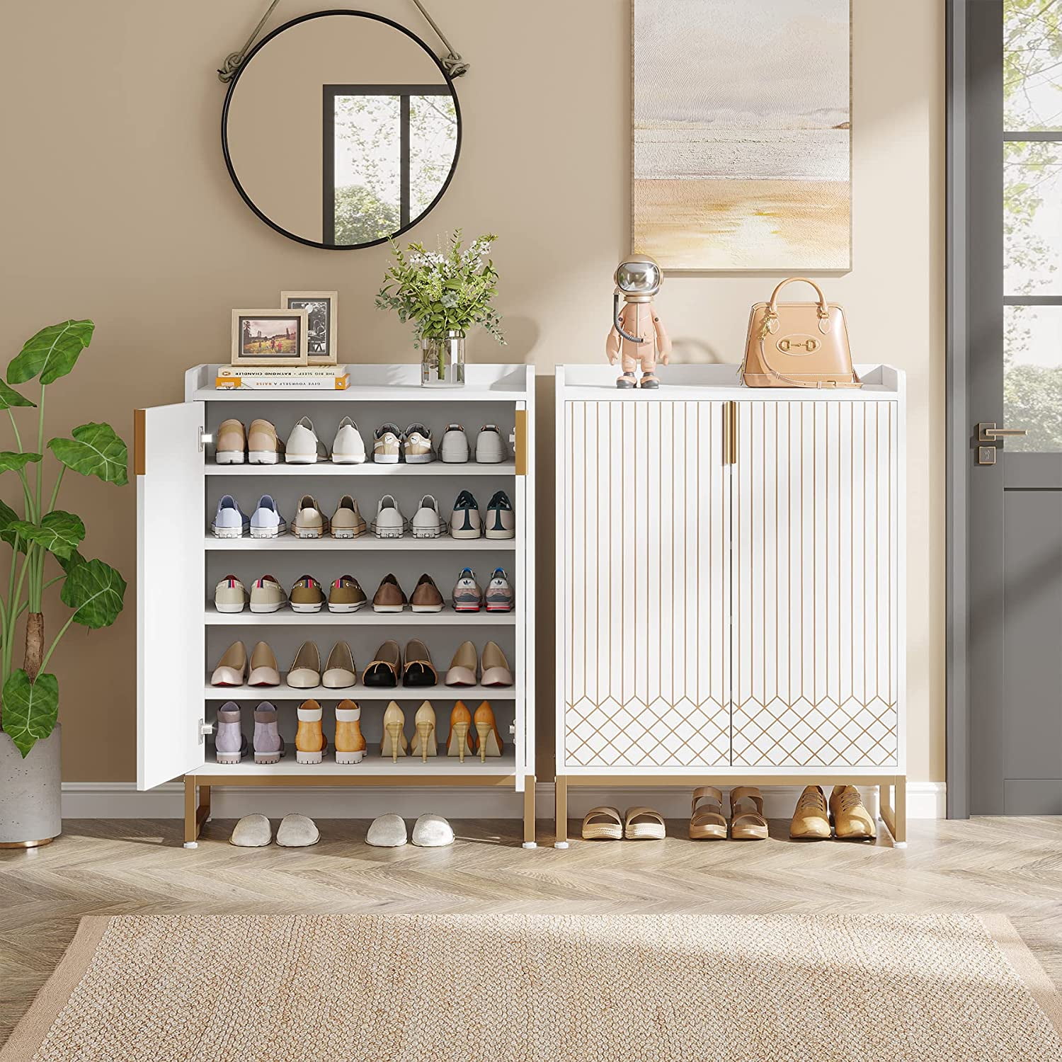 Tribesigns 5-Tier Modern Shoe Rack Organizer Cabinet with Doors
