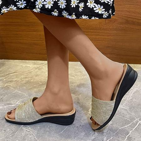 

Hvyesh Wedge Sandals for Women Casual Summer Slotted Casual Shoes Slope Heel Fish Mouth Beach Sandals And Slippers Size 5.5