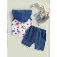 thumbnail image 4 of Bagilaanoe Baby Boy 4th of July Outfits 0-3T Infant Independence Day Clothes 2PCS Toddler Summer Sleeveless Print Hoodie Vest Tops Shorts Set, 4 of 8