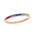 thumbnail image 2 of Sterling Silver Rose Gold Plated Rainbow Baguette CZ w/ White CZ Border Bangle, 2 of 6