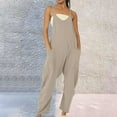 thumbnail image 2 of Audhol Jumpsuits for Women Womens Casual Summer Jumpsuit Sleeveless Loose Solid Color Comfortable Strap Loose Jumpsuit Pocket Jumpsuit for Women Overalls for Women Grey1 XL, 2 of 5