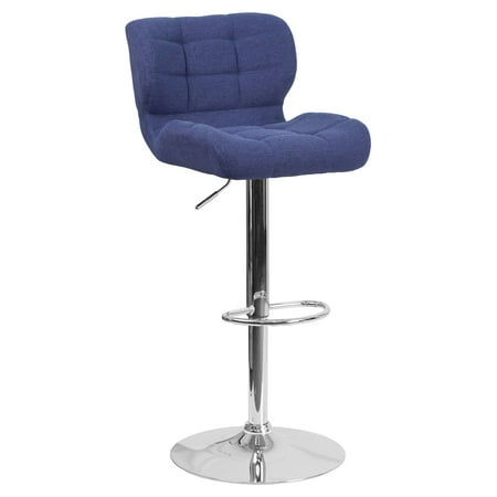 Logo Fabric Bar Stool - Flash Furniture Contemporary Tufted Fabric Adjustable Height Barstool with Chrome Base, Multiple Colors