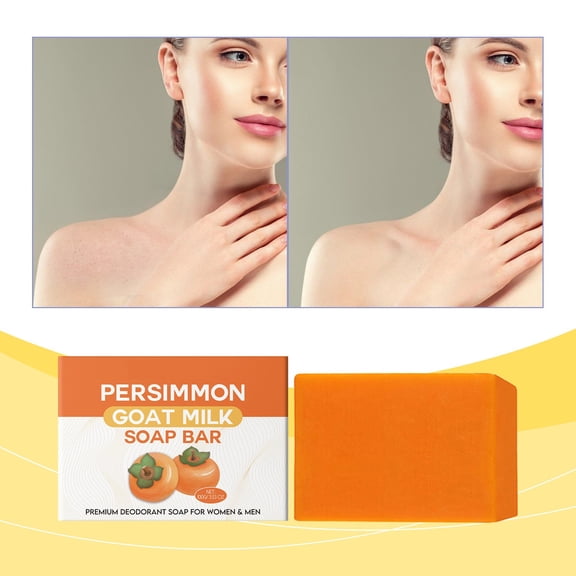 Persimmon Soap Bar for Body Odor Control, Purifying Deodorizing Body Wash with Goat Milk for Eliminating Body Odor, Great for Skin Brighten, Natural Deodorant Soap for Men & Women