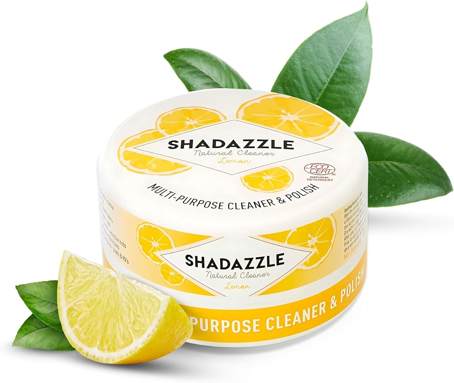 Shadazzle Natural Super Cleaning Paste and Polish with Scrub Sponge – Eco friendly Multi-purpose Cleaner (Lemon)