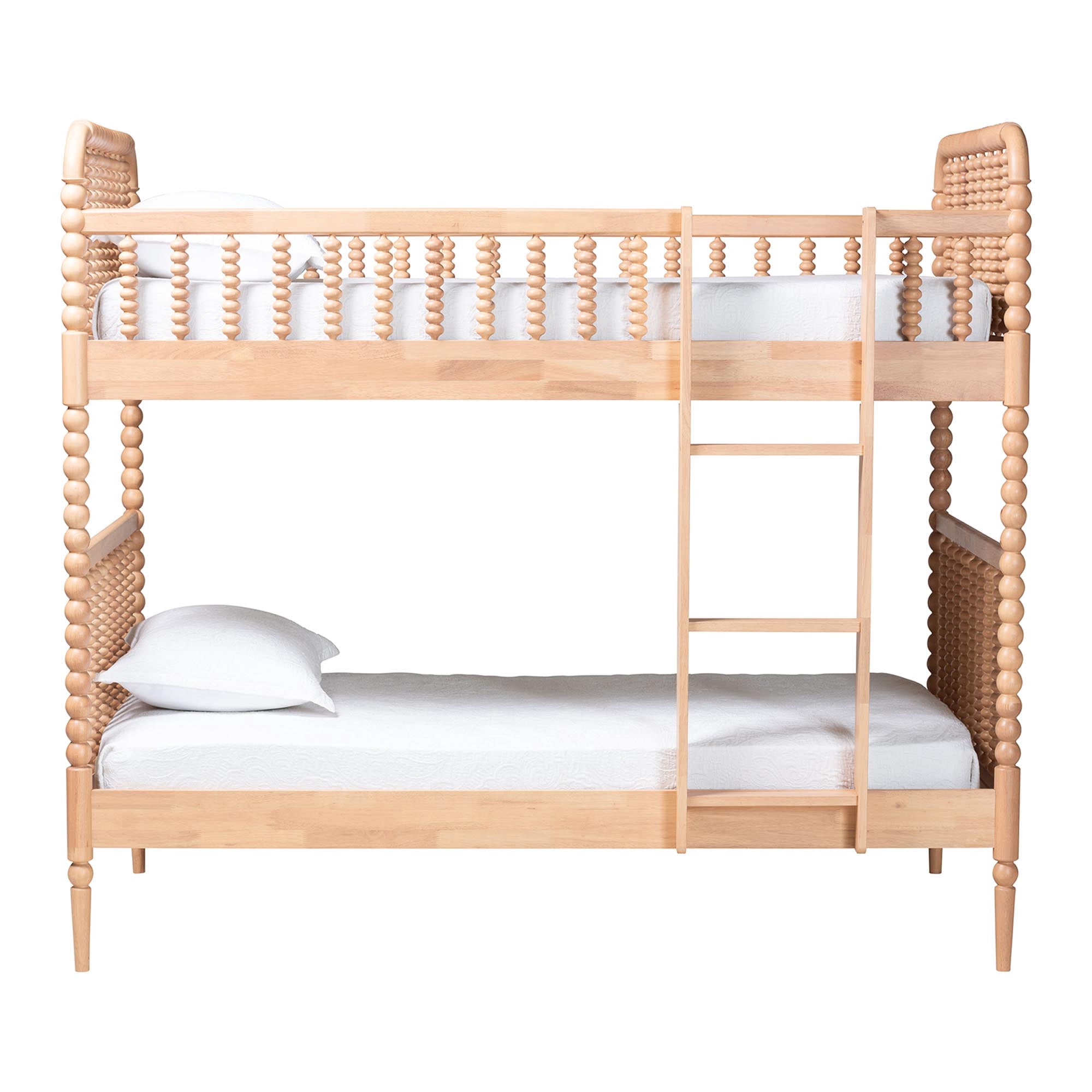 Baxton Studio Lucera Mid-Century Modern Bunk Bed, Twin, Beech Brown