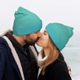 thumbnail image 5 of Disketp Teal Turquoise Winter Beanie for Men Women Beanie Knit Hat Cuffed Cap Beanie Knit Chunky Snow Cap, 5 of 6