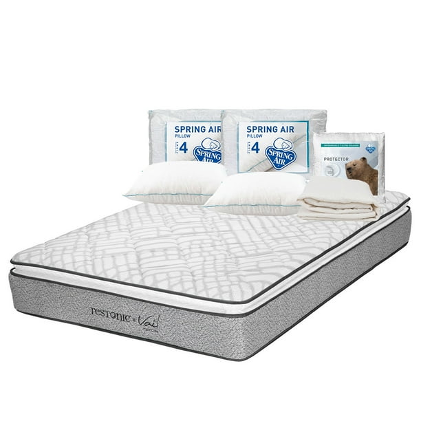 Colchón Matrimonial Vail Restonic + Protector de colchón + 2 Almohadas