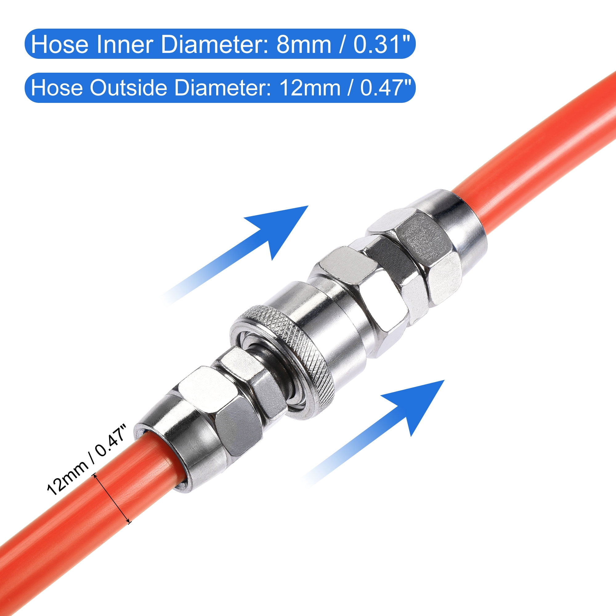 Tuyau D'air Pneumatique Flexible – 12 Mm Extérieur, 8 Mm Intérieur, 5 M, Rouge, Marque Uxcell