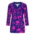 thumbnail image 5 of 3/4 Length Sleeve Womens Tops Dressy Casual Plus Size Blouses Gradient Large V-neck Three Quarter Sleeve Solid Color (Size:L-5XL), 5 of 5