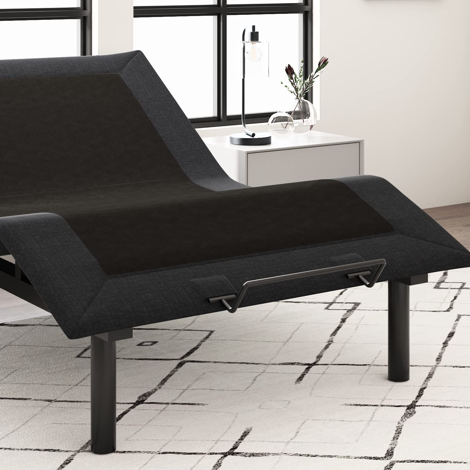 Allewie Upholstered Full Size Adjustable Bed Base Frame with Upgraded Motor 2.0, Independent Head & Foot Incline, Wireless Remote Control
