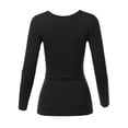 thumbnail image 3 of A2Y Women's Lightweight Long Sleeve V-Neck Ribbed Henley Tops Tees Black M, 3 of 5