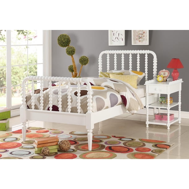2 Piece Twin Size White Wood Traditional Kids Bedroom Set (Panel Bed