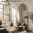 thumbnail image 4 of Antok Full Length Mirror 71" x 28" Large Floor Mirror Standing Mirror, Aluminum Wavy Frame, Wall Mounted or Leaning, Decorative for Living Room Bedroom Entryway, Black, 4 of 7