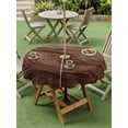 thumbnail image 4 of Outdoor Tablecloths with Umbrella Hole & Zipper, Retro Wood Grain Round Tablecloth 54 Inch, Rustic Farmhouse Wooden Board Brown Waterproof Table Cloth, Patio/Pool/Picnic Table Covers, 4 of 8