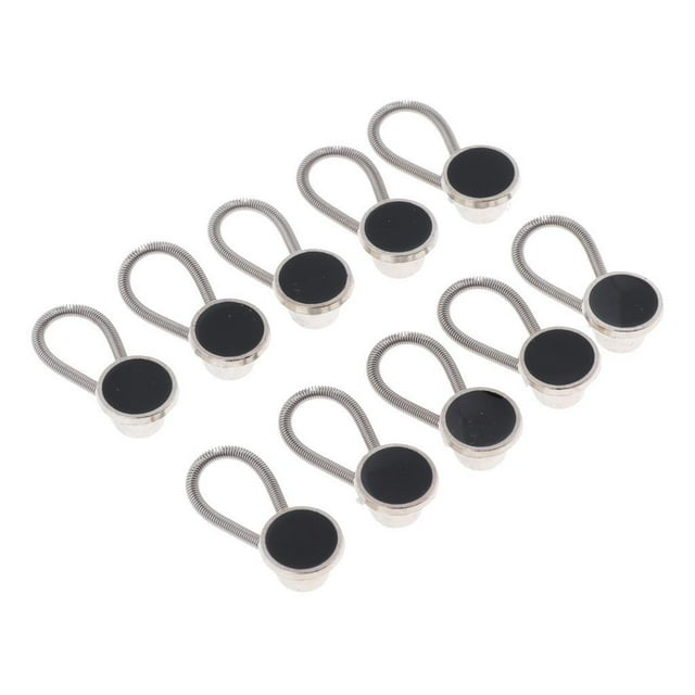 Justharion Paquet de 10 Rallonges de Bouton de Col en Métal pour Chemise Robe Smoking Pantalon Noir 10mm 1Set