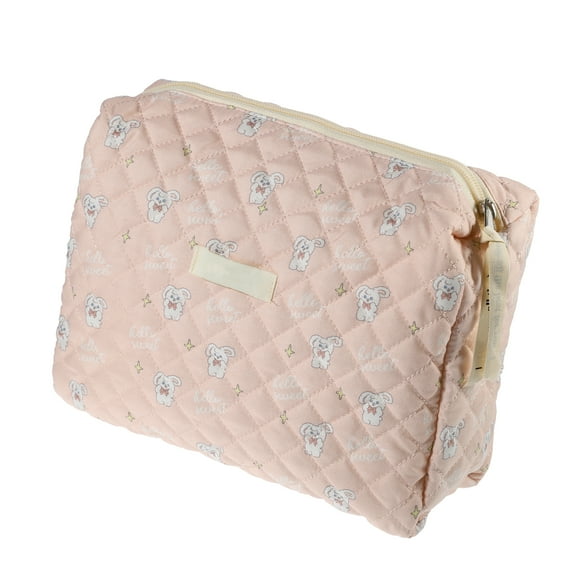 Unique Bargains 1Pc Cotton Makeup Bag Large Travel Cosmetic Pouch Toiletry Bag Cute Rabbit Pattern Makeup Bag Pink