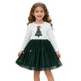 thumbnail image 3 of XEGLSBU Girls Christmas Dress Size 10 Long Sleeve Girls Dress Long Sleeve Party Gown with Elegant Bow and Festive Print Round Neck Design for Holiday Celebrations White Size 7-8 Years, 3 of 9
