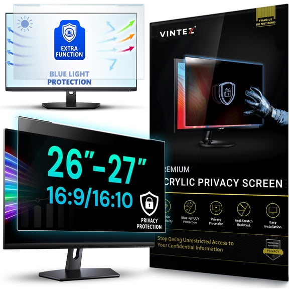 VINTEZ Universal Acrylic 26, 27 Inch Computer Privacy Screen Filter for Widescreen Computer Monitors - 24.1" x 15.1" (612 x 384 mm) - Monitor Frame Hanging Type