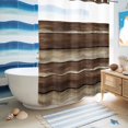 thumbnail image 5 of No Hook Shower Curtain, Brown Wooden Shower Curtains for Bathroom with See Through Top Window, Vintage Farmhouse Retro Art Waterproof & Washable Bath Curtain Stall 48"x72", 5 of 9