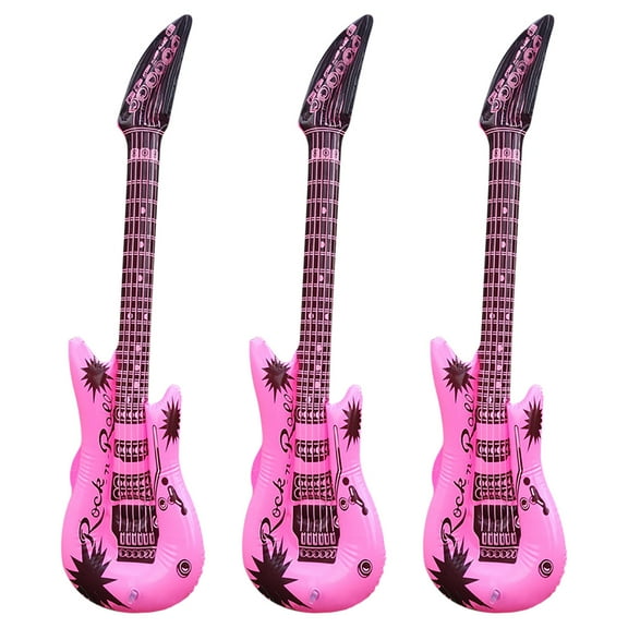 BGZLEU Inflatable Guitar with Strap, 7 Colors 35 Inch Rock Star Guitar Set Electric Blow Up Guitar for 80s 90s Themed Carnival Party, Adults Children’s Birthday Party, Wedding and Photo Booth Props