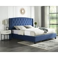 thumbnail image 2 of Roundhill Furniture Fentina 3-Piece Upholstered Bedroom Set, Tufted Wingback Bed with Two White Nightstands, King, 2 of 11
