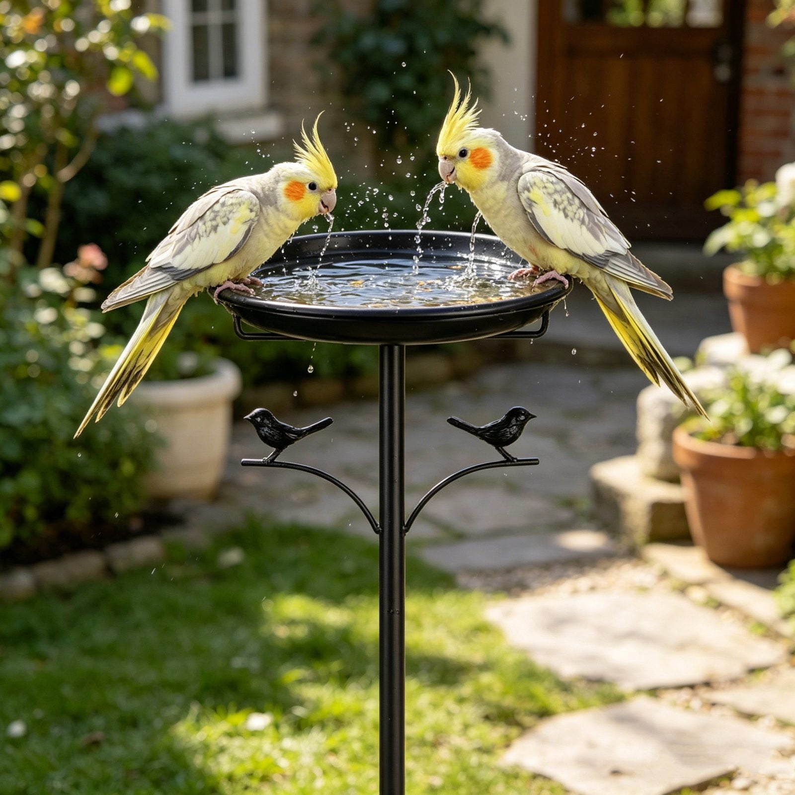 Metal Bird Bath for Outside, 35in Vintage Bird baths Bowl for Outdoor, Removable Large Bird Bath Bowl, Easy to Clean Deep Bird Bath for Garden Yard Lawn Decor