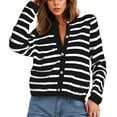 thumbnail image 3 of YFNNUP Women Striped Cardigan Sweaters Button Down Cropped Knit Jackets Coat 2025 Fall Crewneck Sweater Trendy Clothes, 3 of 8