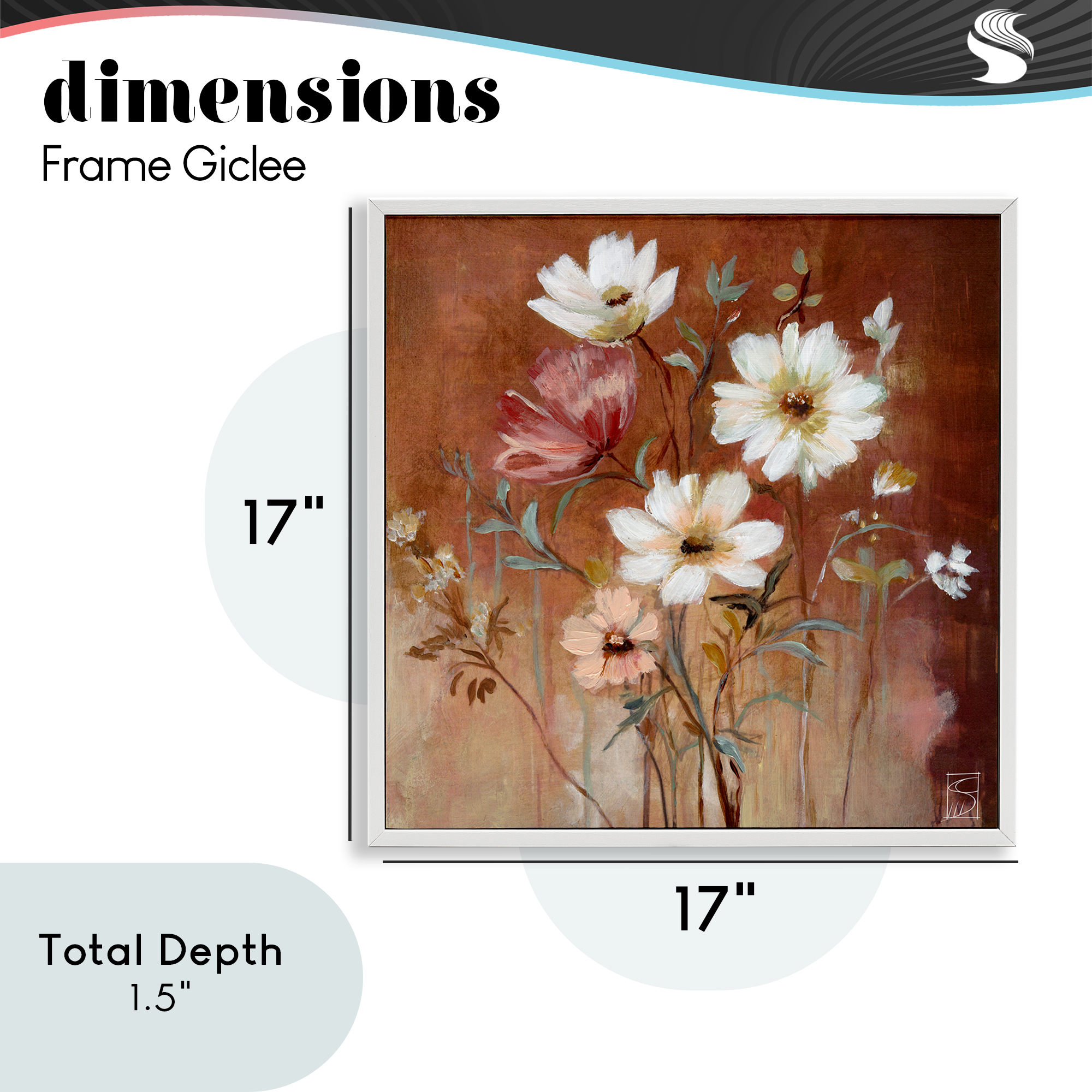 Mocha Flowers Collection White Framed Giclee Art, design by Sara Culpepper