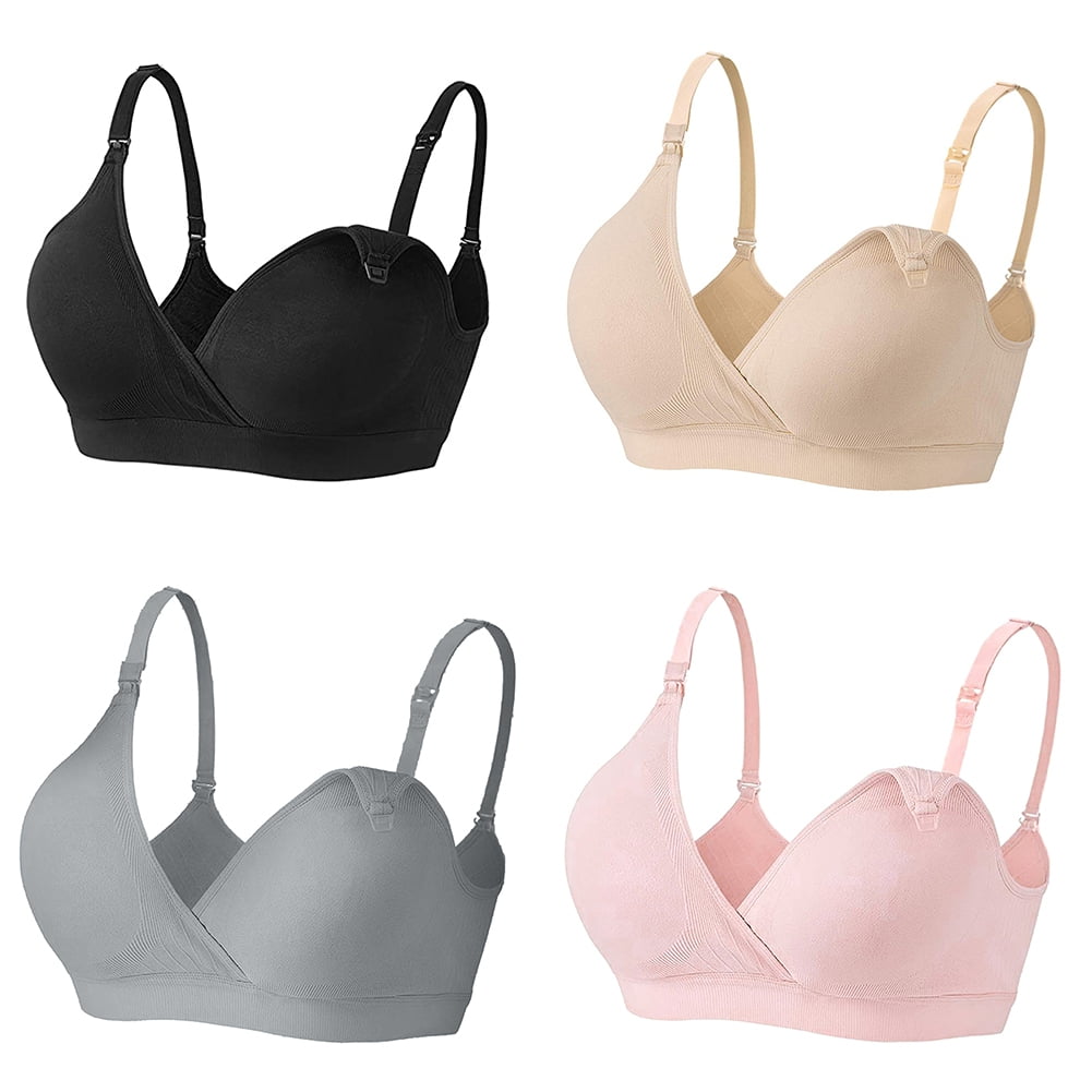 4 Pack Nursing Bras for Breastfeeding Seamless V Neck Maternity Bra