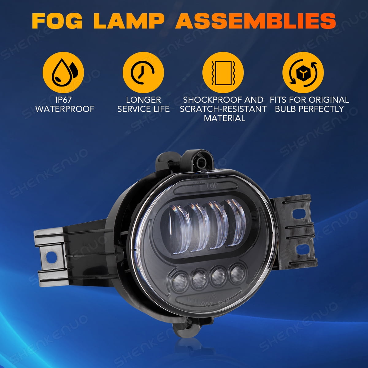 LED Fog Lights Lamps Replacement for 2002-2008 Dodge Ram 1500 2003-2009 Ram 2500, 1 Pair Black Dodge Ram Fog Lights
