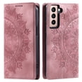 thumbnail image 2 of Case for Samsung Galaxy S21 FE Wallet Case for Women Girls with Card Holder, Embossed Flower Pattern Magnetic Flip PU Leather Purse Protective Phone Cover for Samsung Galaxy S21 FE, Pink, 2 of 10