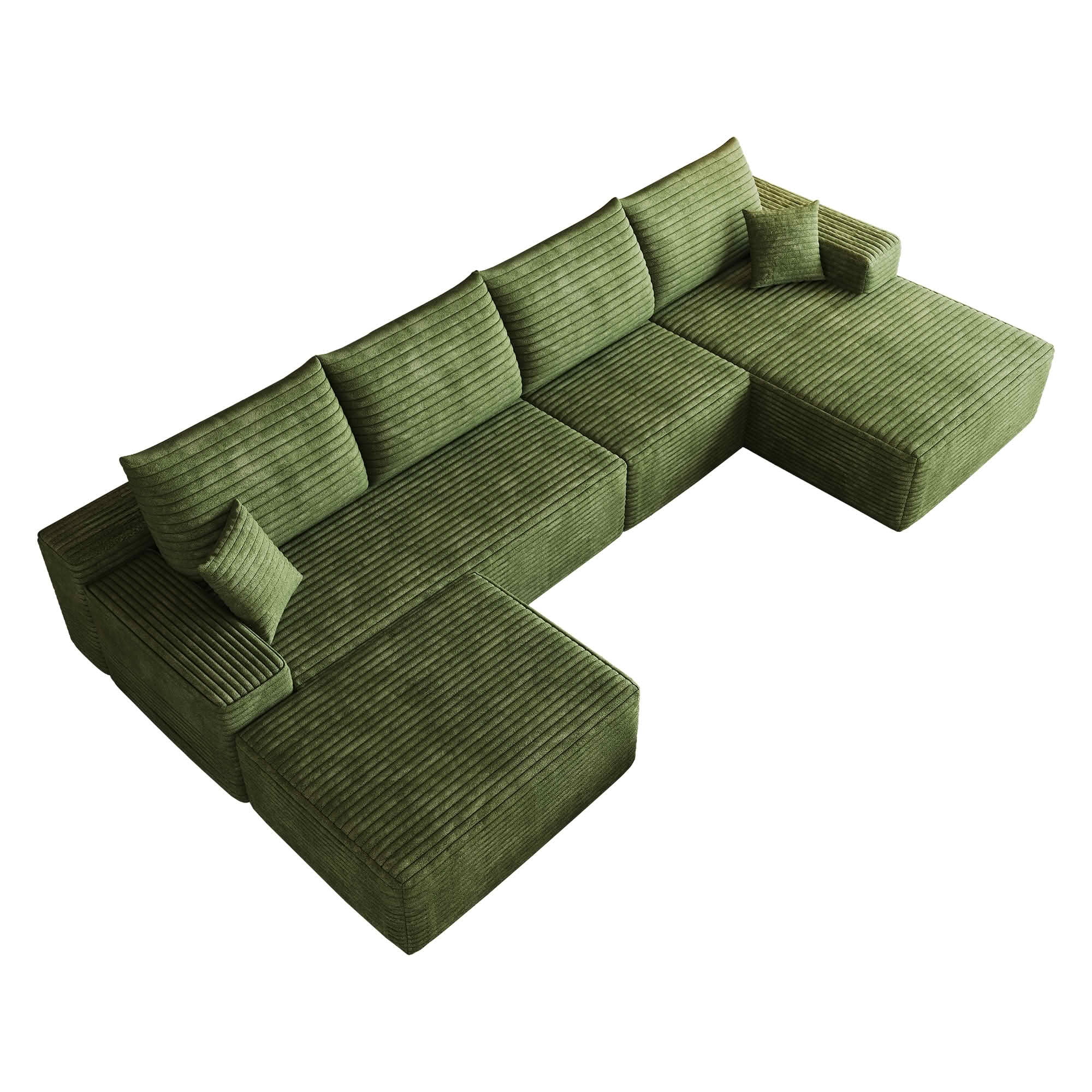 MAYEERTY 135 Inch L‑Shape Cloud Sectional Couch with Chaise, Modern Modular Deep‑Seat Sofa, Plush Corduroy Upholstered Couch, No Assembly Required for Living Room Bedroom Apartment