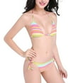 thumbnail image 5 of UTSJKR Bikini Swimsuits for Women Hot Rave Micro Brazilian Bathing Suit Rainbow Halter Beachwear Tie Side Triangle Swimwear Pink XL, 5 of 6