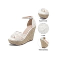 thumbnail image 3 of BLISSFUL STEP Women's Shoes Floral Lace Espadrille Wedge Heel Open Toe Sandals Flower White 6, 3 of 8