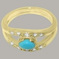 thumbnail image 4 of LBG British Made Classic 9k Yellow Gold Natural Turquoise & Diamond Womens Band Ring - 33 size options - Size 5.25, 4 of 7