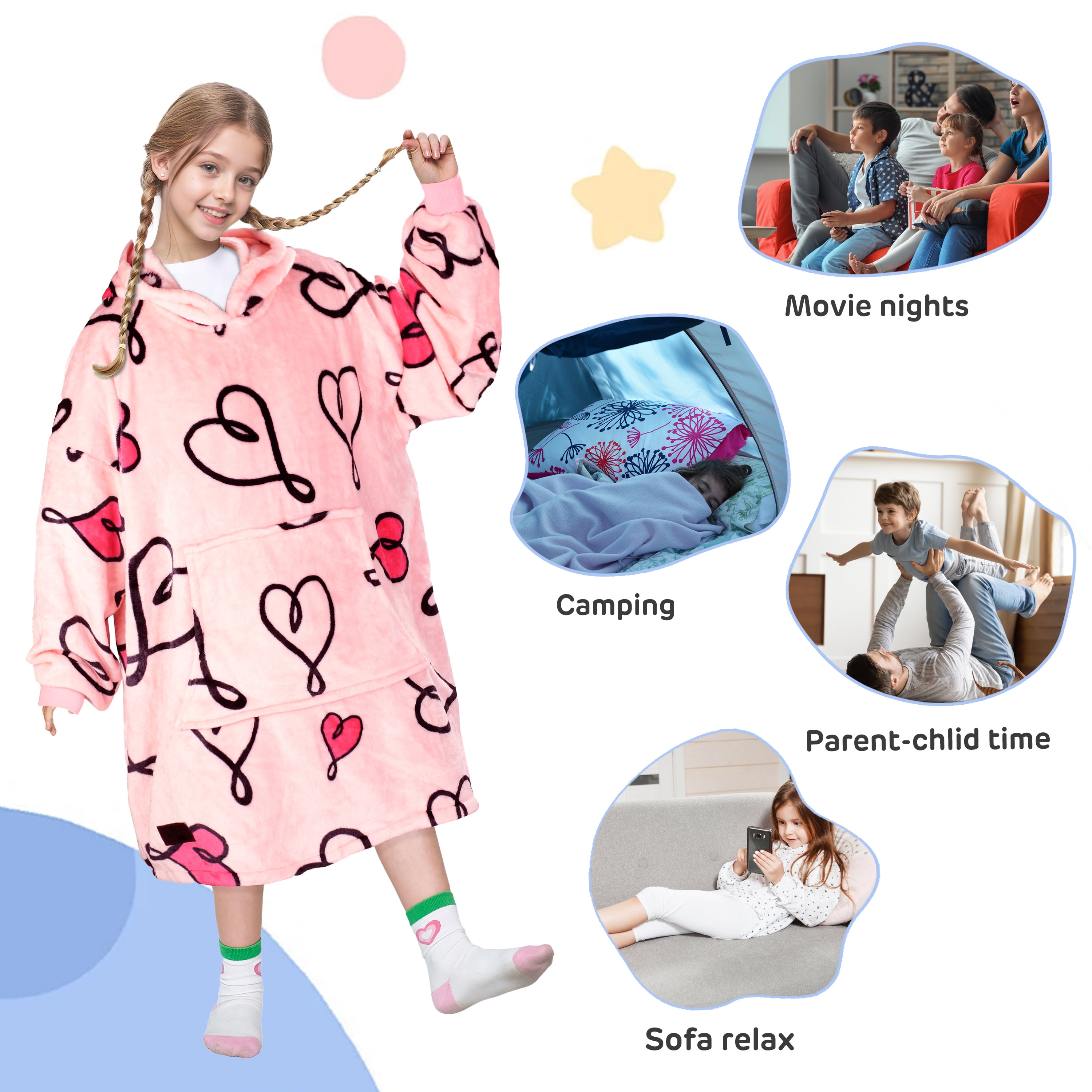 Catalonia Oversized Blanket Hoodie Sweatshirt, Fleece Pullover with Large Front Pocket, Super Soft Warm Comfortable for Teenagers Kids Youth