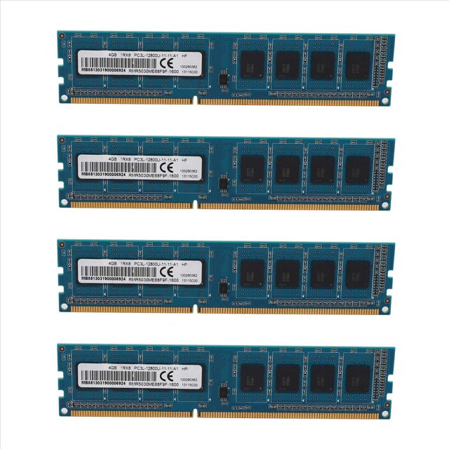 4X Memoria de Ordenador de Escritorio DDR3 4GB 1RX8 PC3L-12800U 1600Mhz 240Pins 1.35V CL11 DIMM Ram para Placa Base