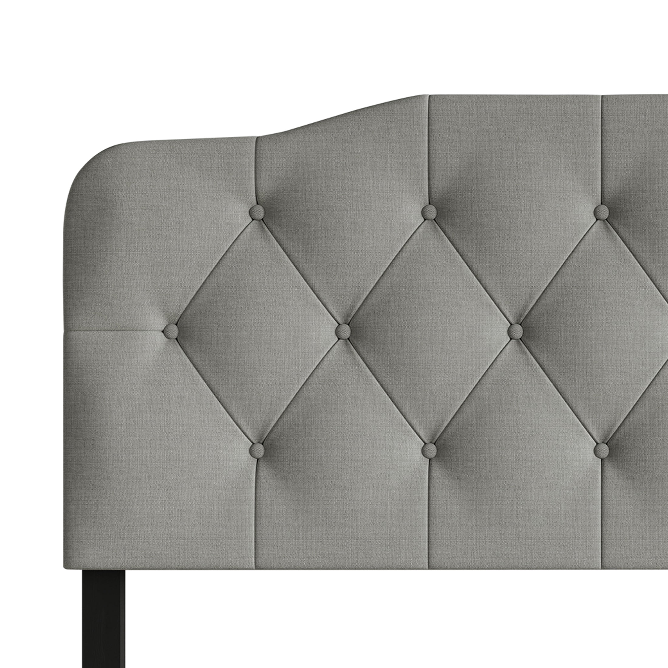 Castle Place Modern Button-Tufted Linen Queen Upholstered Headboard, Light Grey