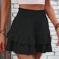thumbnail image 6 of Women'S High Waist Ruffle Mini Skirt Tiered Short Skirt with Shorts Underneath, 6 of 7