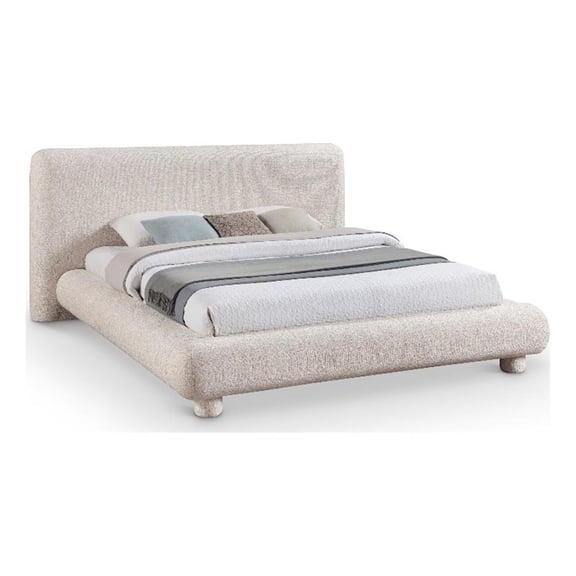 Bowery Hill Contemporary Rich Beige Fabric Upholstered Full Bed