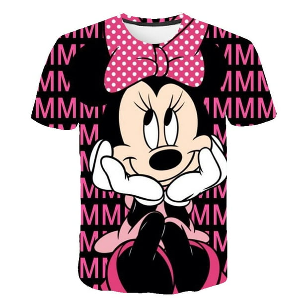 Camiseta niños verano Disney Mickey Mouse dibujos animados Anime 3D estampado niñas ropa manga corta Streetwear niños camisetas 14T Gao Jinjia LED