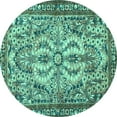 thumbnail image 1 of Ahgly Company Indoor Round Persian Turquoise Blue Traditional Area Rugs, 7' Round, 1 of 4