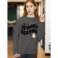 thumbnail image 3 of Spooky Season Halloween Shirt Cute Ghost Costume Crewneck Sweatshirt, XL, Charcoal, 3 of 6