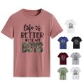 thumbnail image 2 of Camiseta estampada con cuello redondo para mujer, camisetas holgadas de fibra de poliéster suave y transpirable para oficina, citas, calle, oro rosa M, 2 of 6
