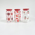 thumbnail image 4 of Navidad a cuadros sombreros de Papá Noel medias árboles de muñeco de nieve Taza de vidrio transparente de café con impresión uv de borosilicato para café helado, refrescos, 4 of 4