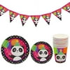 Panda Party Supplies Set-Serves 10 Guests-Party Tableware for Kids,Includes Banner 7"Plate 9"Plate Cups